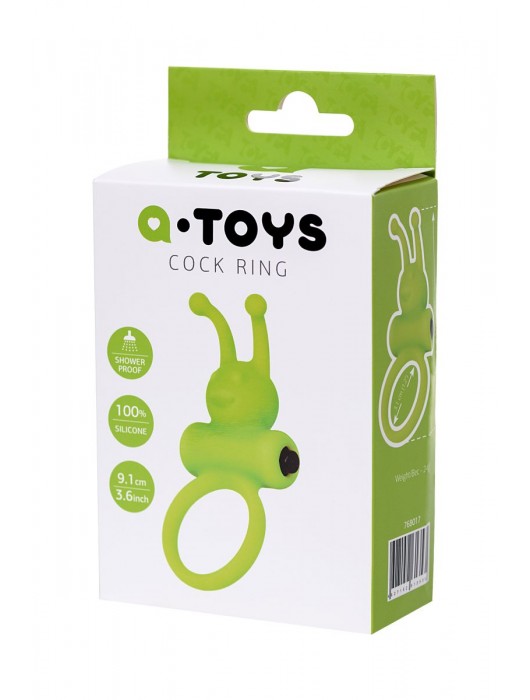 Зеленое эрекционное виброкольцо на пенис Cock Ring - A-toys - в Брянске купить с доставкой
