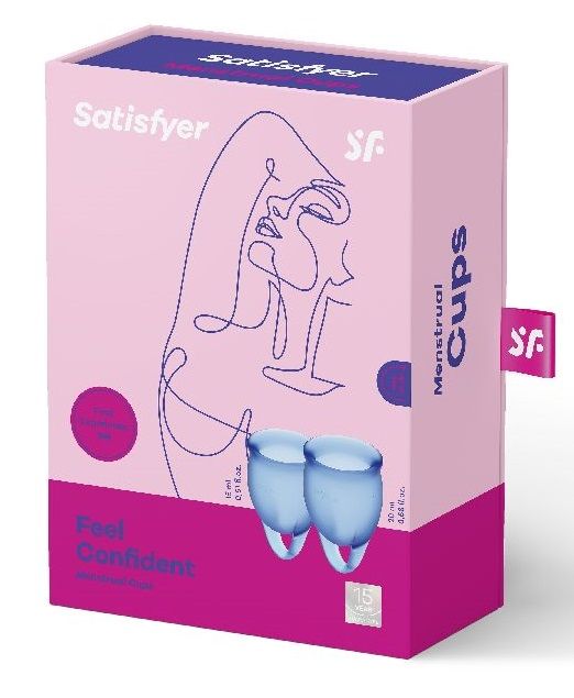 Набор синих менструальных чаш Feel confident Menstrual Cup - Satisfyer - купить с доставкой в Брянске