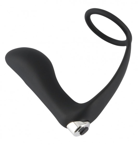 Черное эрекционное кольцо с анальной вибропробкой Vibrating Ring   Plug - Orion - в Брянске купить с доставкой