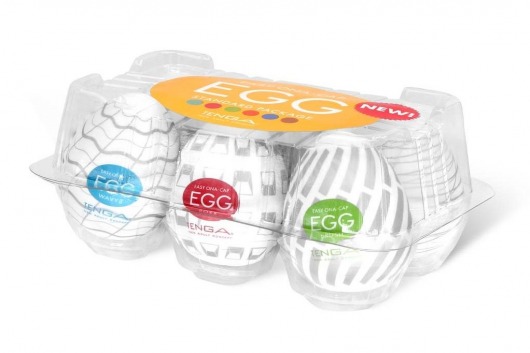 Набор из 6 мастурбаторов Tenga EGG Easy Beat с различным рельефом - Tenga - в Брянске купить с доставкой
