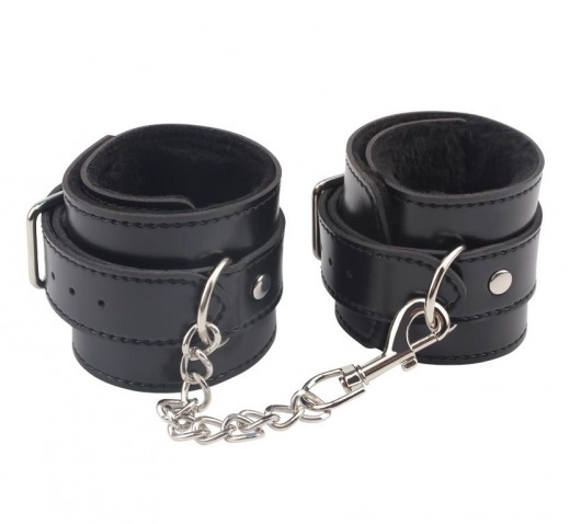 Черные оковы на ноги Obey Me Leather Ankle Cuffs - Chisa - купить с доставкой в Брянске