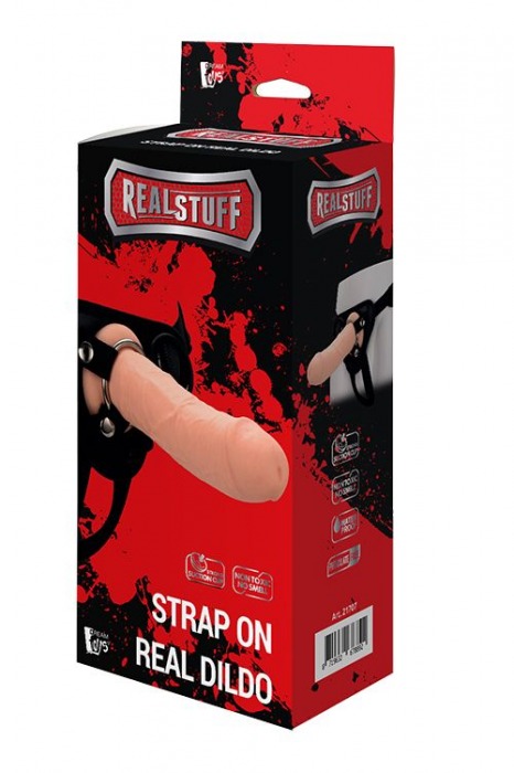 Черные трусики с телесной насадкой STRAP ON REAL DILDO - 21 см. - Dream Toys - купить с доставкой в Брянске