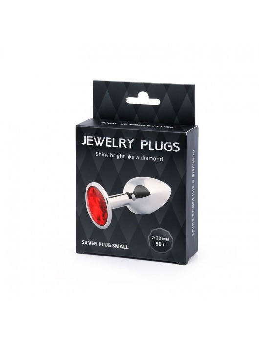 Серебристая анальная пробка с красным стразом - 7,2 см. - Anal Jewelry Plug - купить с доставкой в Брянске