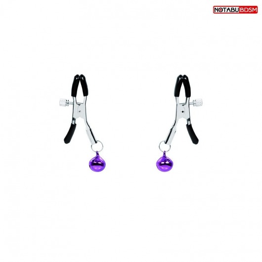 Оригинальные зажимы на соски с фиолетовыми шариками - Notabu - купить с доставкой в Брянске
