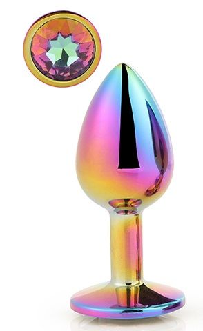 Голографическая анальная втулка с радужным кристаллом - 7,1 см. - Dream Toys - купить с доставкой в Брянске