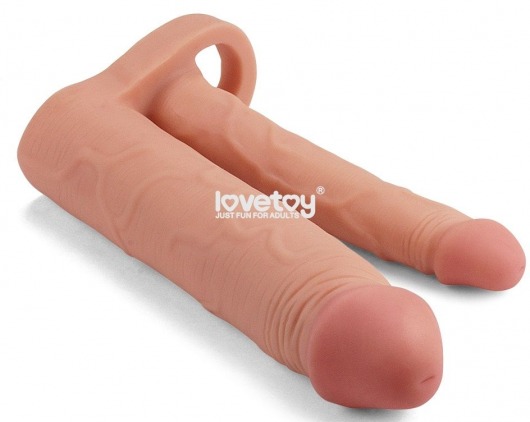 Телесная насадка для двойного проникновения Add 2 Pleasure X Tender Double Penis Sleeve - 20 см. - Lovetoy - в Брянске купить с доставкой