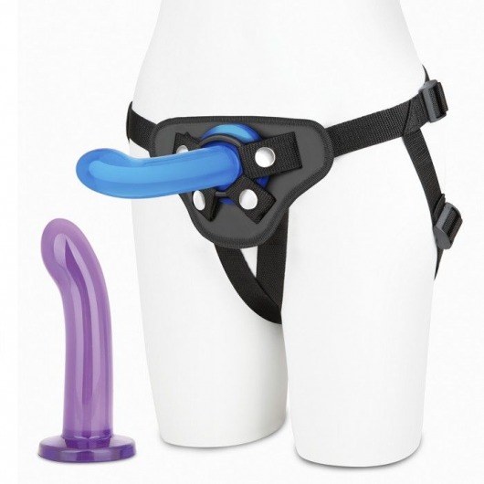 Страпон унисекс Beginners Strap-On с 2 насадками - 15 и 13 см. - Lux Fetish - купить с доставкой в Брянске