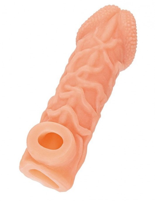 Телесная закрытая насадка с венками Cock Sleeve Size S - 13,8 см. - KOKOS - в Брянске купить с доставкой Телесная закрытая насадка с венками Cock Sleeve Size S - 13,8 см. - KOKOS - в Брянске купить с доставкой