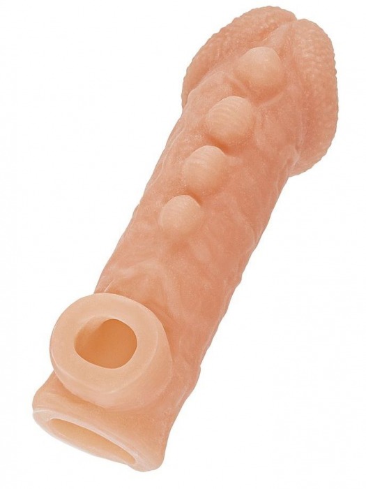 Телесная закрытая насадка с шишечками Cock Sleeve Size M - 15,6 см. - KOKOS - в Брянске купить с доставкой