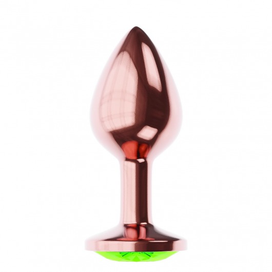 Пробка цвета розового золота с лаймовым кристаллом Diamond Emerald Shine S - 7,2 см. - Lola Games - купить с доставкой в Брянске