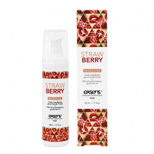 Разогревающее массажное масло  с ароматом клубники Gourmet Strawberry - 50 мл. - Exsens - купить с доставкой в Брянске