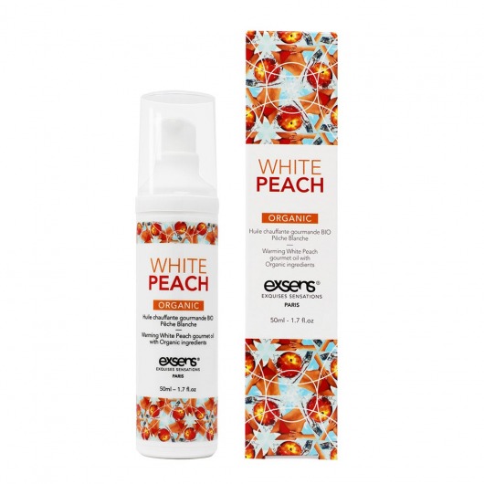 Разогревающее массажное масло Gourmet White Peach Organic с органическими ингредиентами - 50 мл. - Exsens - купить с доставкой в Брянске