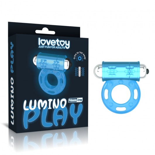 Голубое, светящееся в темноте эрекционное виброкольцо Lumino Play Vibrating Penis Ring - Lovetoy - в Брянске купить с доставкой