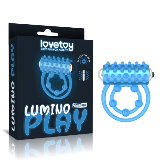 Голубое, светящееся в темноте виброкольцо Lumino Play Vibrating Penis Ring - Lovetoy - в Брянске купить с доставкой