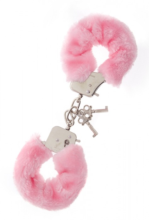 Металлические наручники с розовой меховой опушкой METAL HANDCUFF WITH PLUSH PINK - Dream Toys - купить с доставкой в Брянске