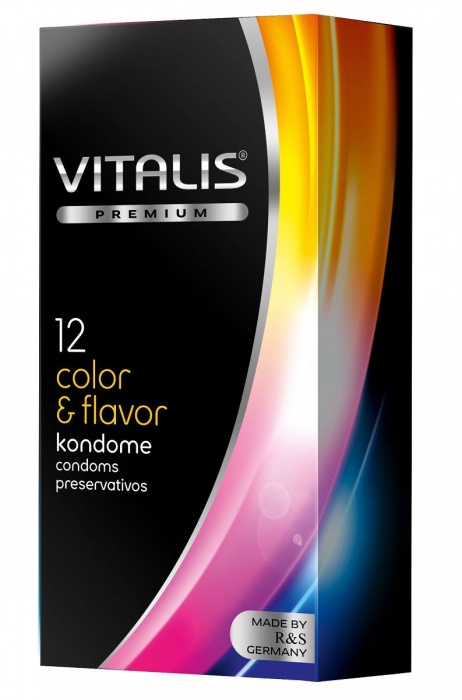 Цветные ароматизированные презервативы VITALIS PREMIUM color   flavor - 12 шт. - Vitalis - купить с доставкой в Брянске