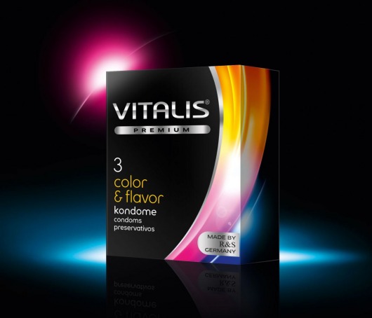 Цветные ароматизированные презервативы VITALIS PREMIUM color   flavor - 3 шт. - Vitalis - купить с доставкой в Брянске