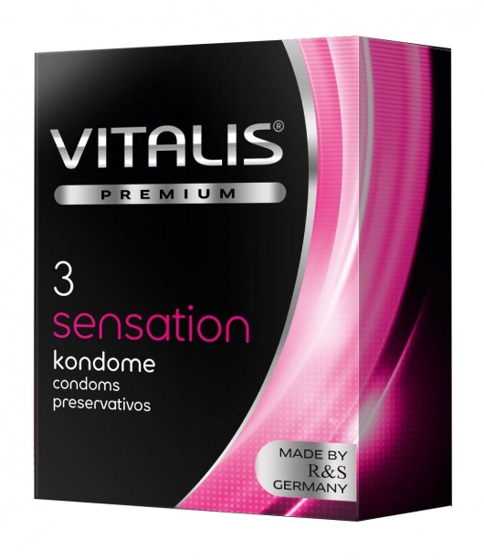 Презервативы с пупырышками и кольцами VITALIS PREMIUM sensation - 3 шт. - Vitalis - купить с доставкой в Брянске