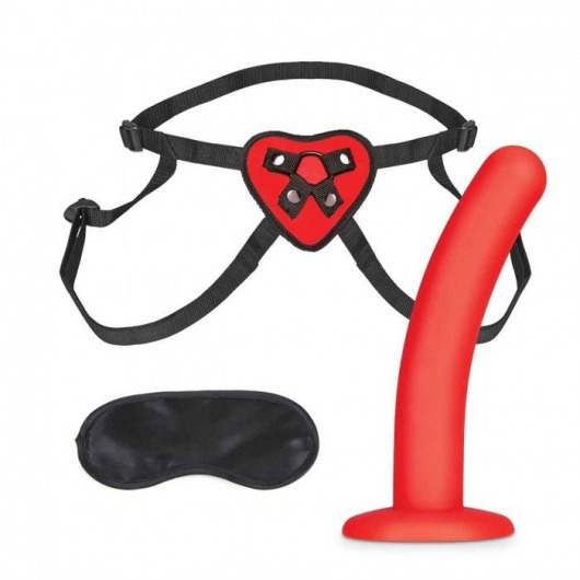 Красный поясной фаллоимитатор Red Heart Strap on Harness   5in Dildo Set - 12,25 см. - Lux Fetish - купить с доставкой в Брянске