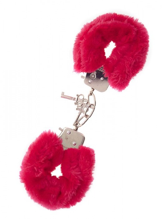 Металлические наручники с красной меховой опушкой METAL HANDCUFF WITH PLUSH RED - Dream Toys - купить с доставкой в Брянске