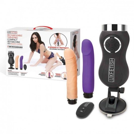 Портативная секс-машина Thrusting Compact Sex Machine c 2 насадками - Lux Fetish - купить с доставкой в Брянске