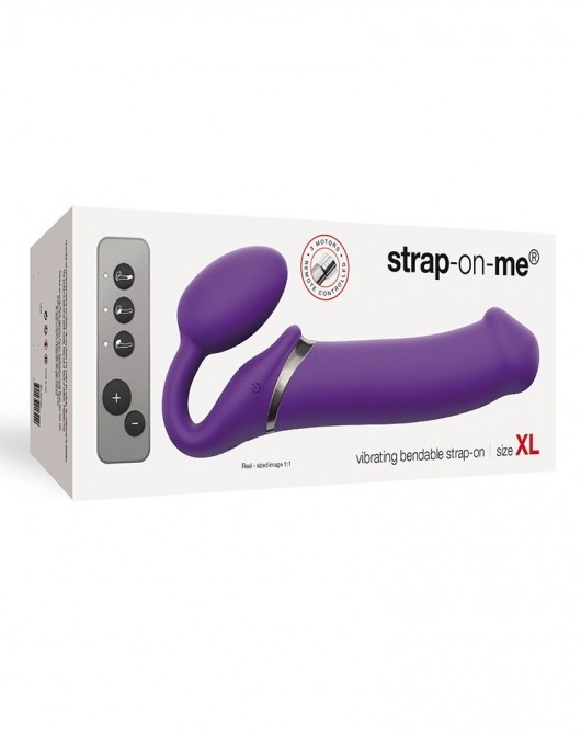 Фиолетовый безремневой вибрострапон Silicone Bendable Strap-On - size XL - Strap-on-me - купить с доставкой в Брянске