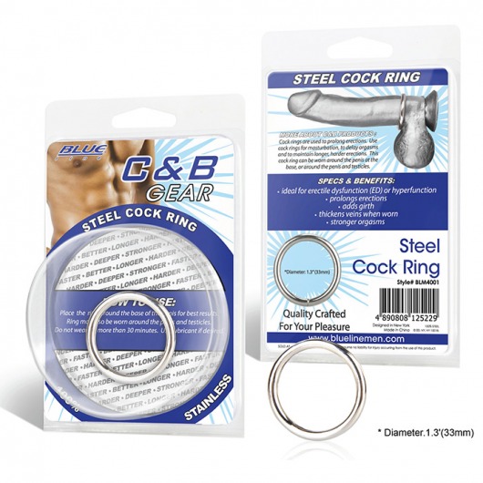 Стальное эрекционное кольцо STEEL COCK RING - 3.5 см. - BlueLine - в Брянске купить с доставкой