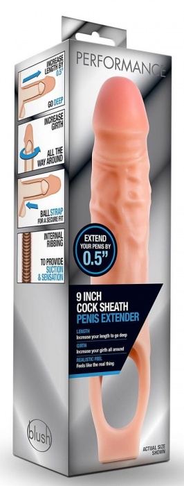 Телесная насадка на пенис 9 Inch Cock Sheath Extender - 22,2 см. - Blush Novelties - в Брянске купить с доставкой