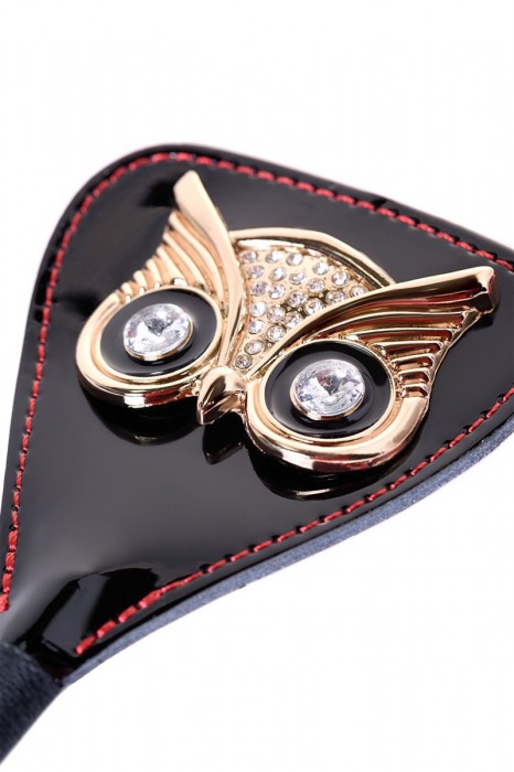 Чёрный стек с совой на кожаном наконечнике - 24 см. - ToyFa - купить с доставкой в Брянске