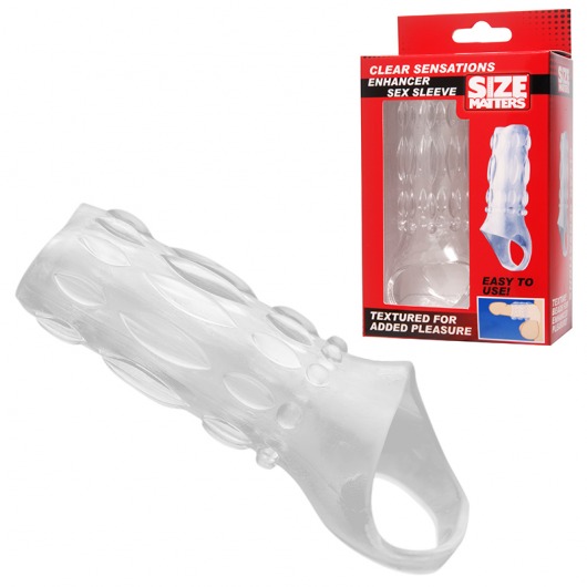 Насадка на пенис с кольцом для мошонки Clear Sensations Enhancer Sex Sleeve - 11,5 см. - XR Brands - в Брянске купить с доставкой