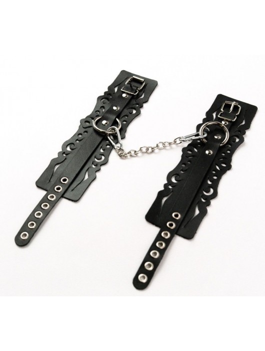 Узорчатые кожаные оковы с регулируемыми ремешками - Crazy Handmade - купить с доставкой в Брянске