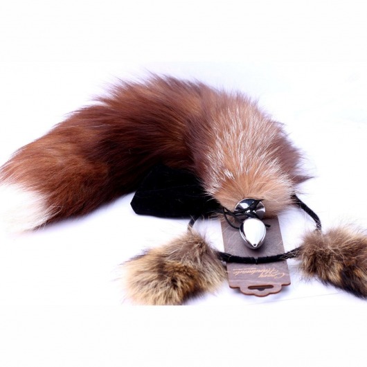 Игровой комплект: серебристая анальная пробка с пушистым хвостом и ободок-ушки - Crazy Handmade - купить с доставкой в Брянске