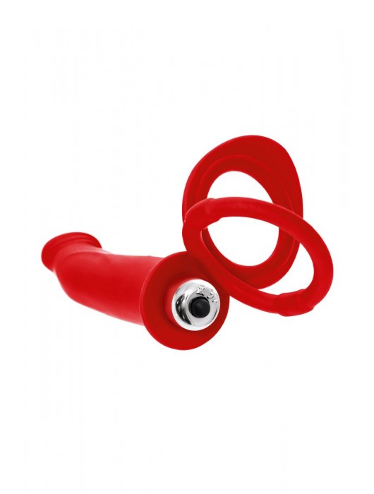 Красная насадка на пенис для двойного проникновения - 19 см. - ToyFa - купить с доставкой в Брянске