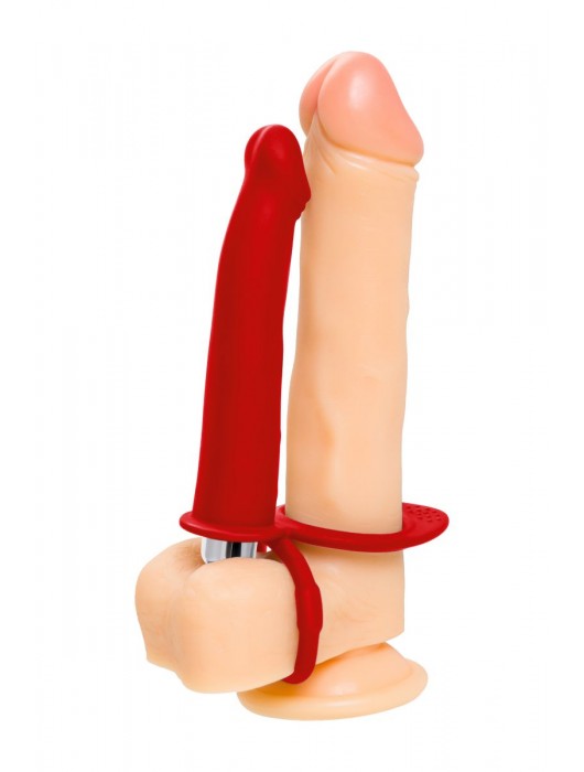 Красная насадка на пенис для двойного проникновения - 19 см. - ToyFa - купить с доставкой в Брянске