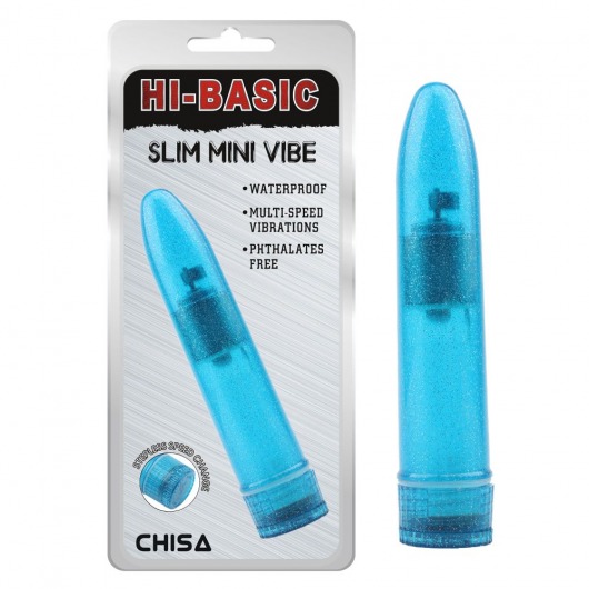 Голубой мини-вибратор Slim Mini Vibe - 13,2 см. - Chisa