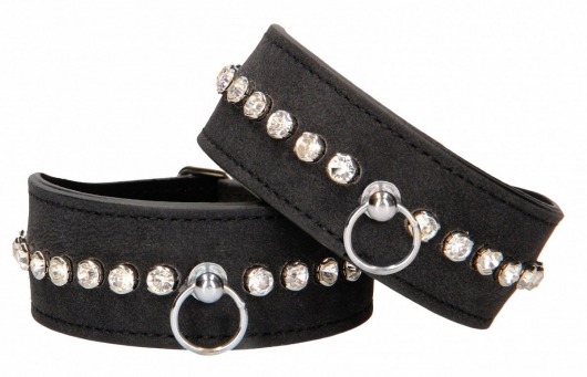 Черные поножи Diamond Studded Ankle Cuffs - Shots Media BV - купить с доставкой в Брянске