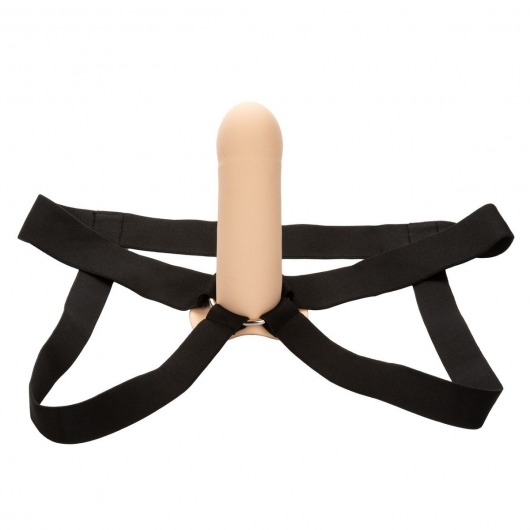 Телесный фаллопротез из силикона Extension with Harness - 15,75 см. - California Exotic Novelties - купить с доставкой в Брянске