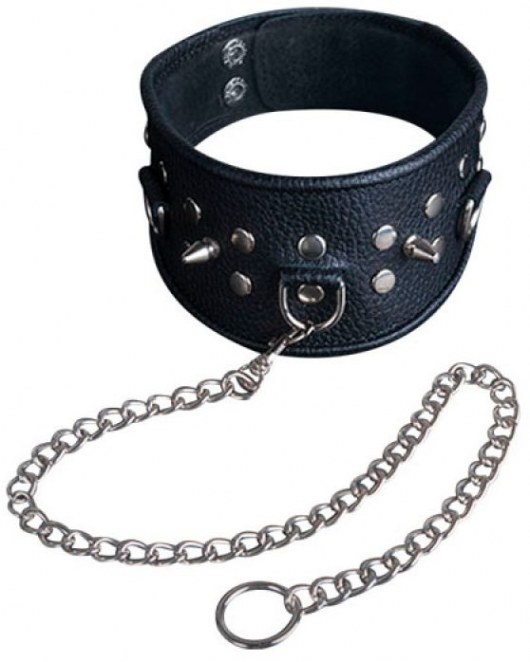Чёрный ошейник из кожи - Sitabella - купить с доставкой в Брянске