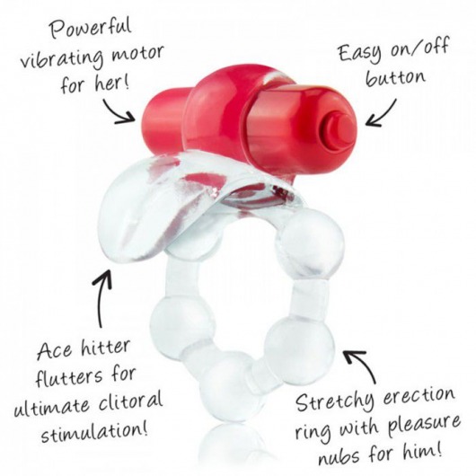 Виброкольцо с язычком и красным виброэлементом Overtime - Screaming O - в Брянске купить с доставкой