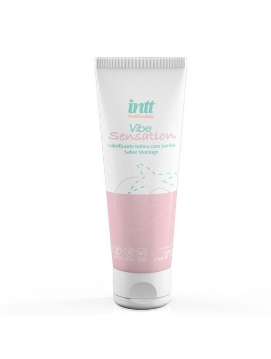 Лубрикант на водной основе Vibe Sensation с клубничным вкусом и легким вибрирующим эффектом - 50 гр. - INTT - купить с доставкой в Брянске