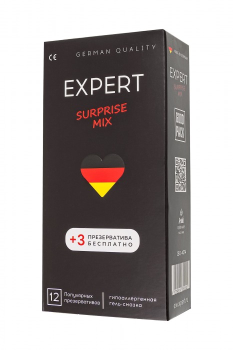 Презервативы EXPERT Surprise Mix - 12 шт.(+3 в подарок) - Expert - купить с доставкой в Брянске