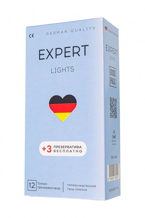 Ультратонкие презервативы EXPERT Lights - 12 шт.(+3 в подарок) - Expert - купить с доставкой в Брянске