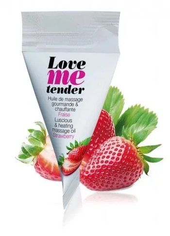 Съедобное согревающее массажное масло Love Me Tender Strawberry с ароматом клубники - 10 мл. - Love to Love - купить с доставкой в Брянске