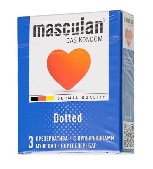 Презервативы с пупырышками Masculan Dotted - 3 шт. - Masculan - купить с доставкой в Брянске