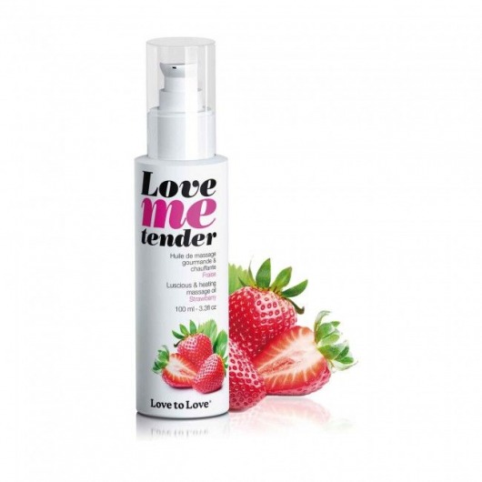 Съедобное согревающее массажное масло Love Me Tender Strawberry с ароматом клубники - 100 мл. - Love to Love - купить с доставкой в Брянске
