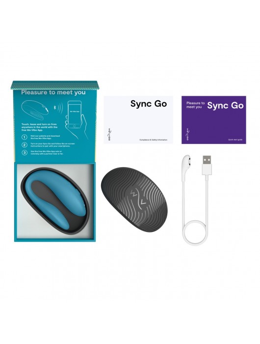 Бирюзовый вибромассажер для пар We-Vibe Sync Go - We-vibe