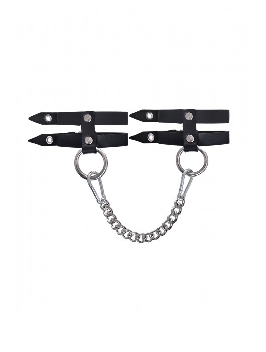 Черные однослойные кожаные оковы из двух ремешков - Pecado - купить с доставкой в Брянске