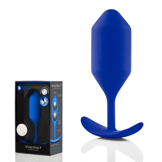 Синяя пробка для ношения Snug Plug 4 - 14,5 см. - b-Vibe в Брянске Синяя пробка для ношения Snug Plug 4 - 14,5 см. - b-Vibe
