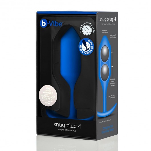 Синяя пробка для ношения Snug Plug 4 - 14,5 см. - b-Vibe в Брянске Синяя пробка для ношения Snug Plug 4 - 14,5 см. - b-Vibe