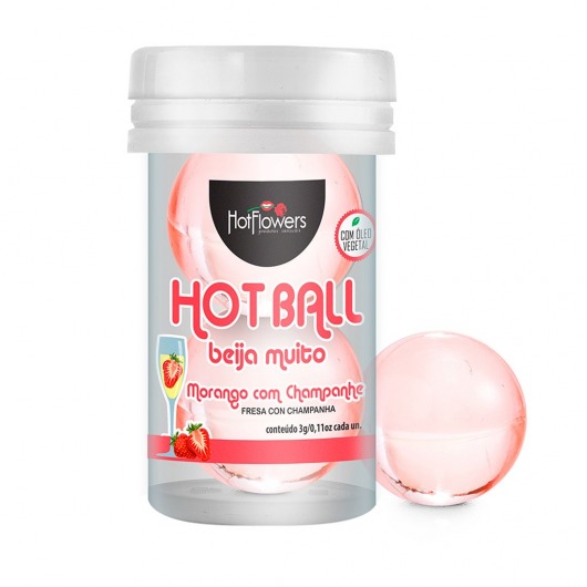 Лубрикант на масляной основе Hot Ball Beija Muito с ароматом клубники и шампанского (2 шарика по 3 гр.) - HotFlowers - купить с доставкой в Брянске